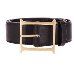 Helsa Elegant Brown Leather Belt with Gold Buckle